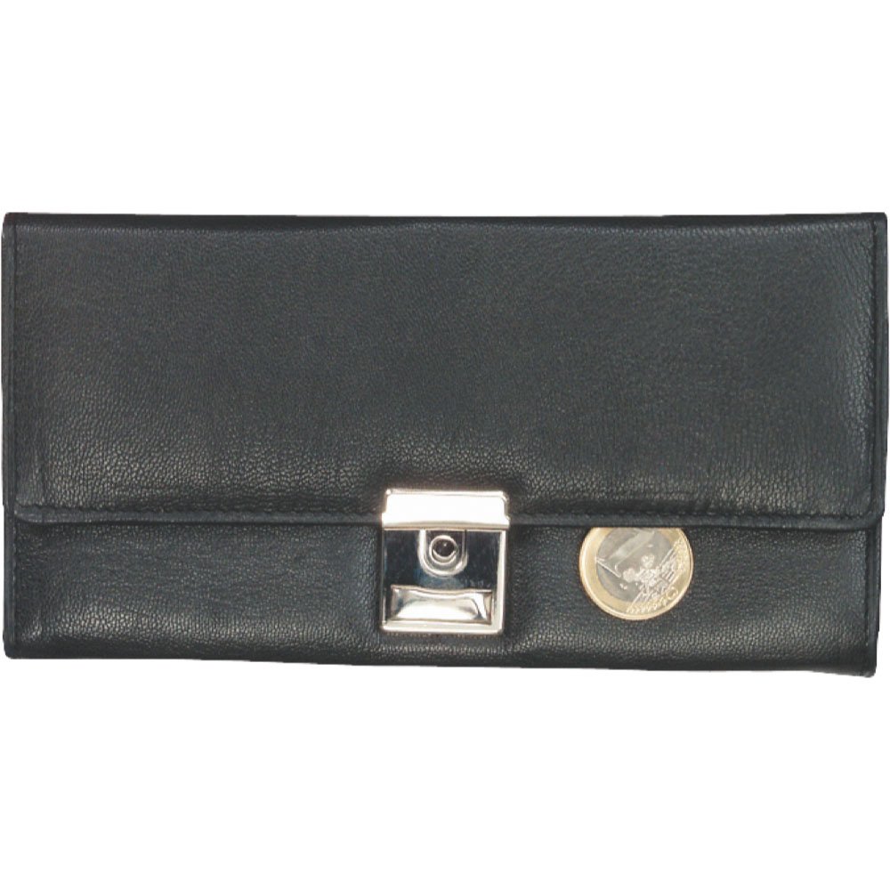 Lightpak Alassio 42080 Waiter's Wallet with Metal Chain and Carabiner Nappa Leather Approx. 18.5 x 9.5 x 3 cm Black