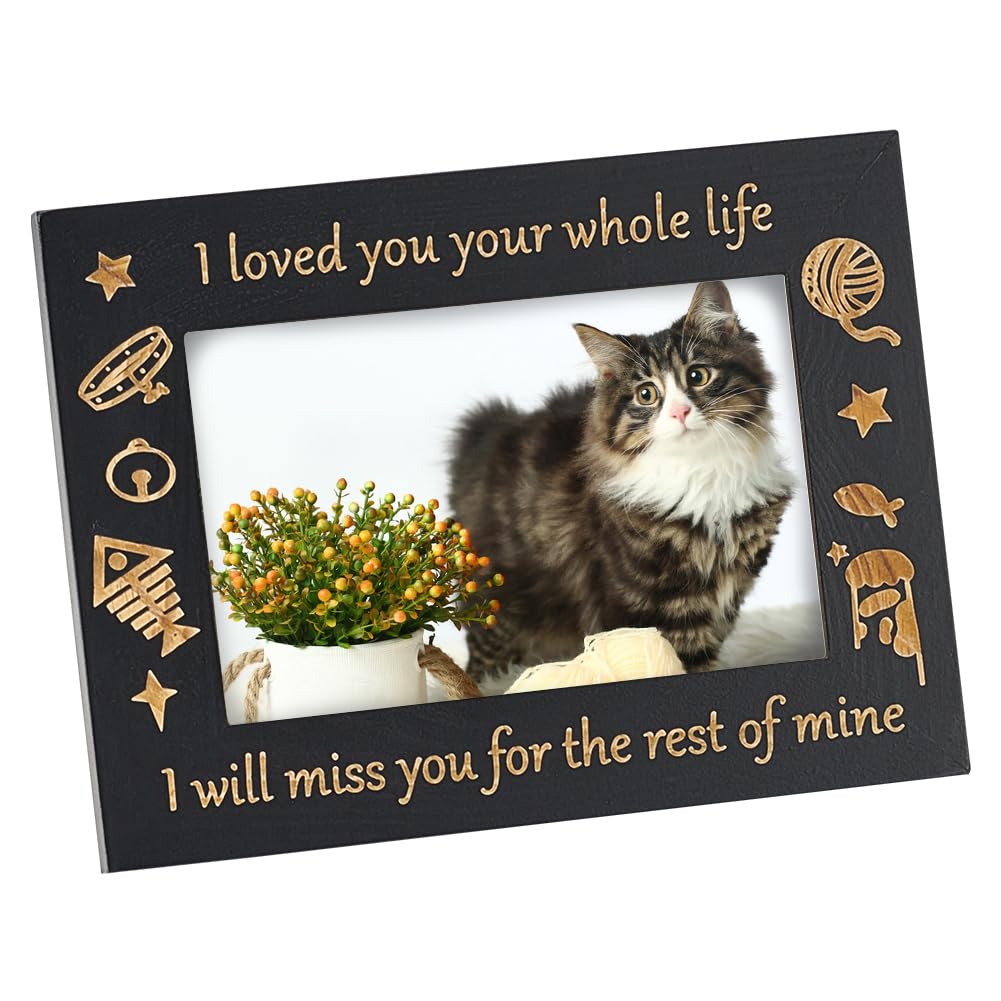 FINGERINSPIRE Cat Memorial Picture Frame 15x20cm I Loved You Your Whole Life Cat Gift Photo Frame Rectangle Wood Photo Frame with Plastic Finding Pet Memorial Keepsake Frame For Cats That Passed