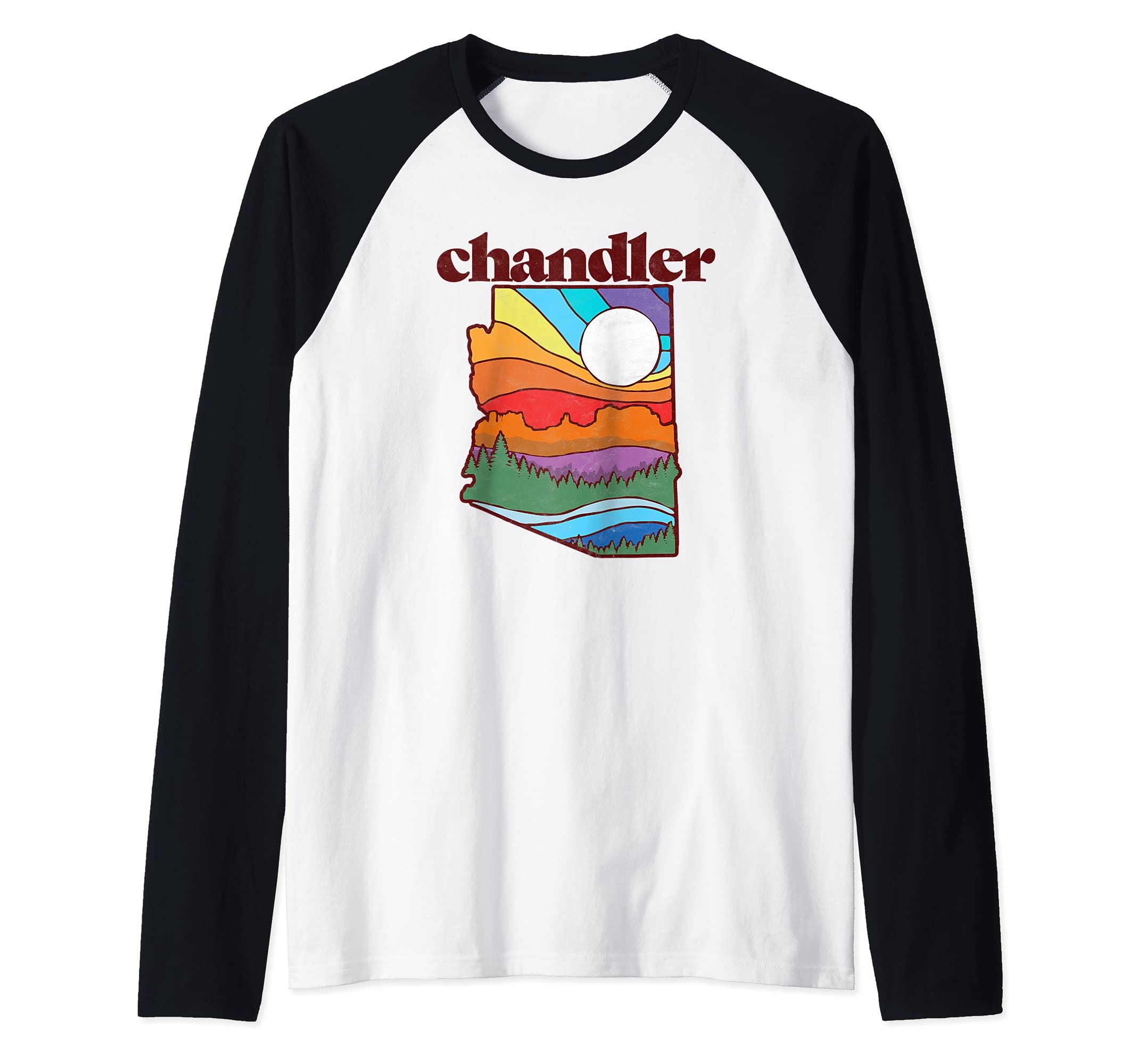 Chandler Arizona Vintage Nature Design Outdoor Graphic Raglan Baseball Tee