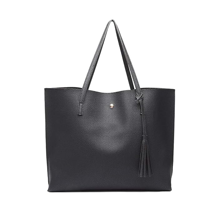 Miss Lulu Damen Vintage Tote Beutel Schultertasche Handtasche Shopper Taschen Henkeltasche (Schwarz)