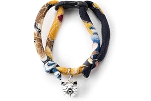Necoichi Chirimen Hanabi Fireworks Cat Collar (Midnight Blue)