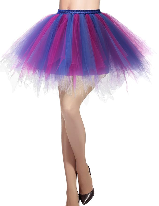 Dresstells Damen Tüllrock 50er Rockabilly Petticoat Tutu Unterrock Kurz Ballett Tanzkleid Ballkleid Abendkleid Gelegenheit Zu