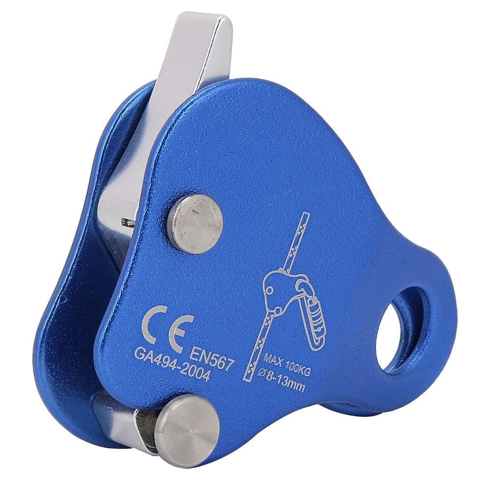 100KG Pull Strength Micro Pulley, 7.8 x 7.5cm / 3.07 x 2.95in Climbing Ascender Fall Protection Belay Device Climbing Rope Grab for Climbing Caving Lifting for 8-13mm/0.32-0.51in Rope