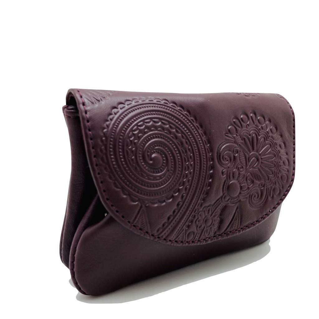 Woman, Lady and Girl Leather Purse, burgundy, Retro