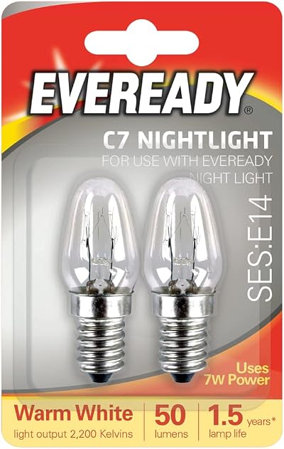 Eveready Night Light Bulbs 7W E14 Pack of 2 Era Night Security Lamp