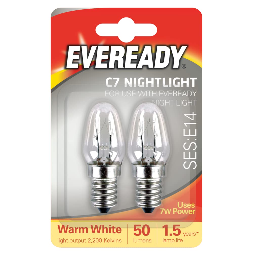 NIGHT LIGHT BULBS 7W E14 NIGHTLIGHT BULB LAMP PACK OF 2 (packaging may vary)