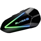 BLAISE V1 Motorcycle Bluetooth Headset, Helmet Bluetooth Speakers | Hi-Fi Stereo Sound, Bluetooth 5.3/ 20 Hour Use, Noise Cancellation, RGB Light, IP56 Waterproof, Voice Assistant &amp; Auto Answer