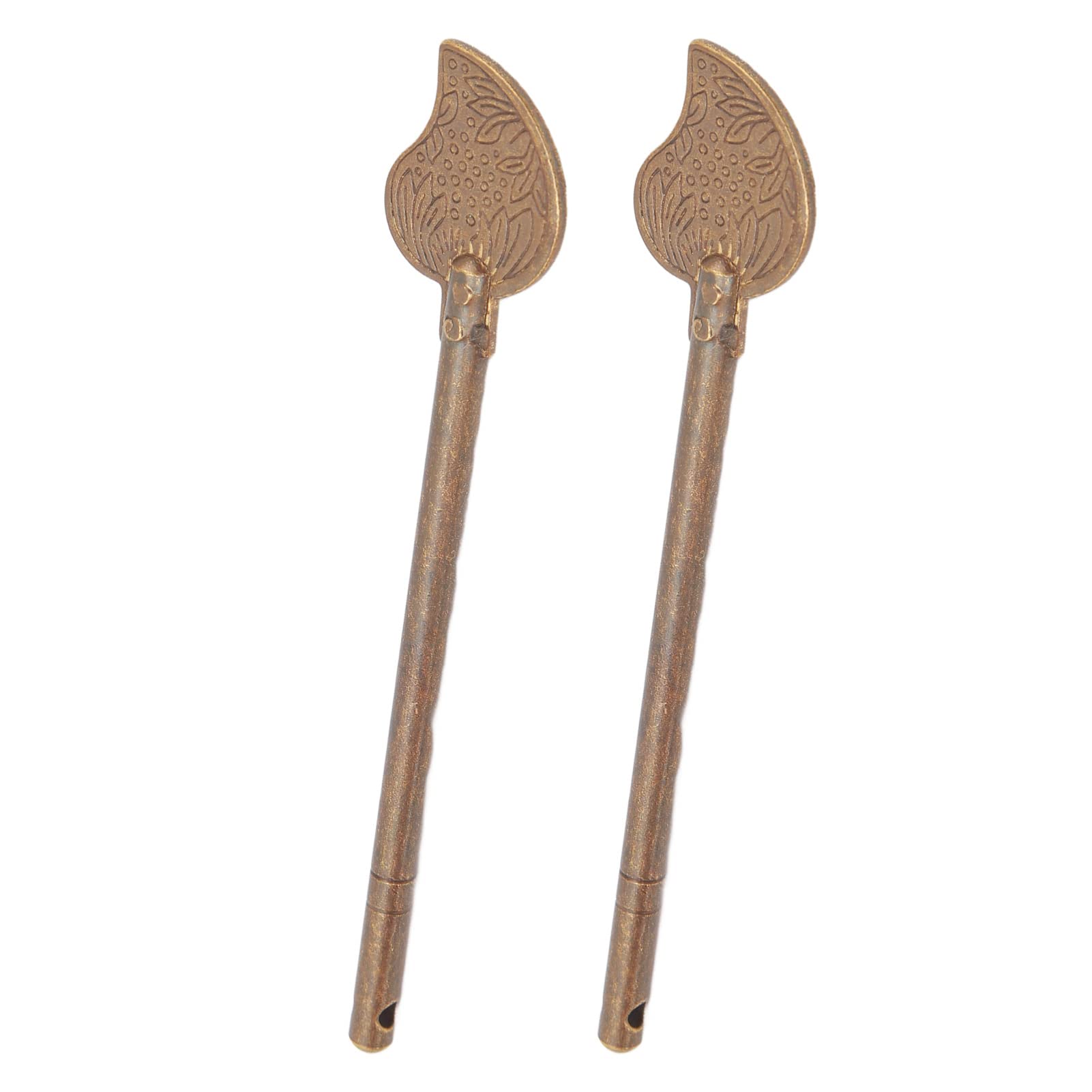 Metal Household Chinese Leaf Cabinet Key Latch Door Locking Pin, 2 Pcs Door Latch Locking Pin, 11cm Leaf Shape Retro Brass Cabinet Key Latch Locking