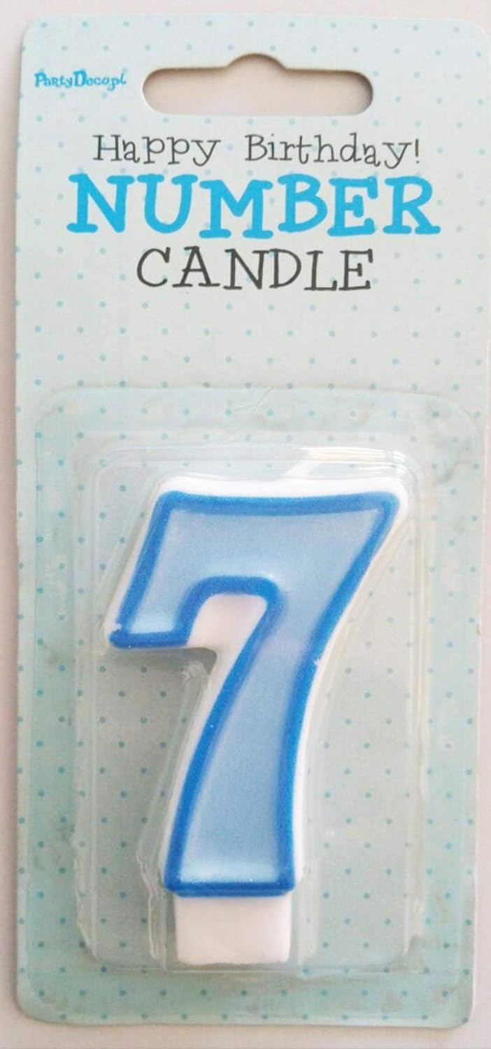 PartyDeco Candle Number 7, Light Blue, Azure, 40 x 70 mm