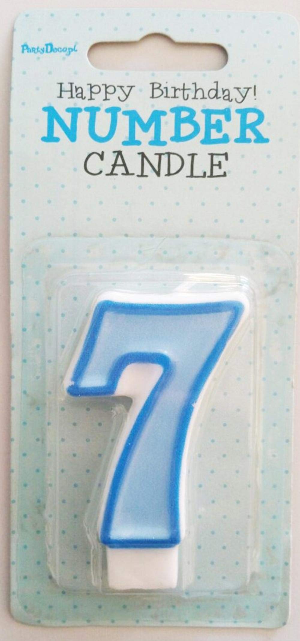 PartyDeco Candle Number 7, Light Blue