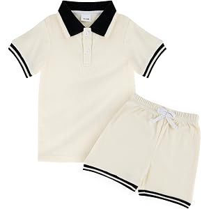 JiuBreeze Toddler Boy Polo Shirt Short Short Set Summer Golf Outfit | Breathable cotton polo shirt and shorts set,summer outf