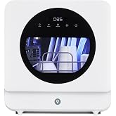 KOKEBREN Dishwasher Countertop Compact Portable Dishwasher with Faucet &amp; Self-Priming Water Modes Water Inlet, Compact with More Space Inside,6 Programs Ideal for RV &amp; Apartments, No Hookup Needed