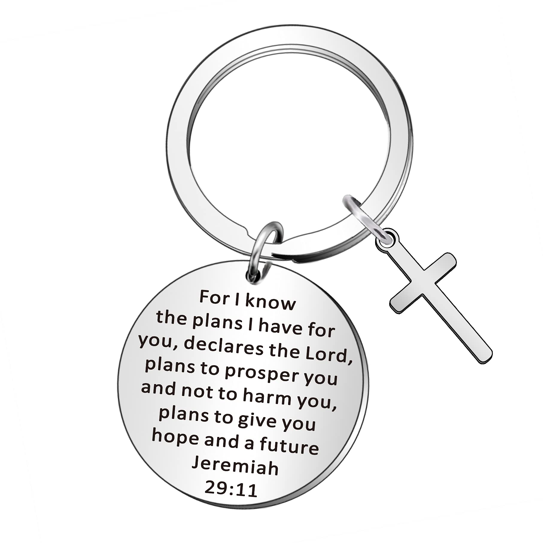 WTOPP Christian Cross Keyring Holy Bible Keyring Inspirational Bible Verse Gifts Religious Gifts-Jeremiah 29：11