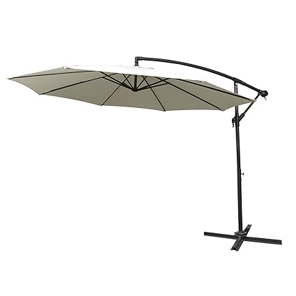 AUFUN Alu Sonnenschirme 350cm mit kurbel UV Schutz 40+ - Beige balkonschirm gartenschirm höhenverstellbarer (Beige)