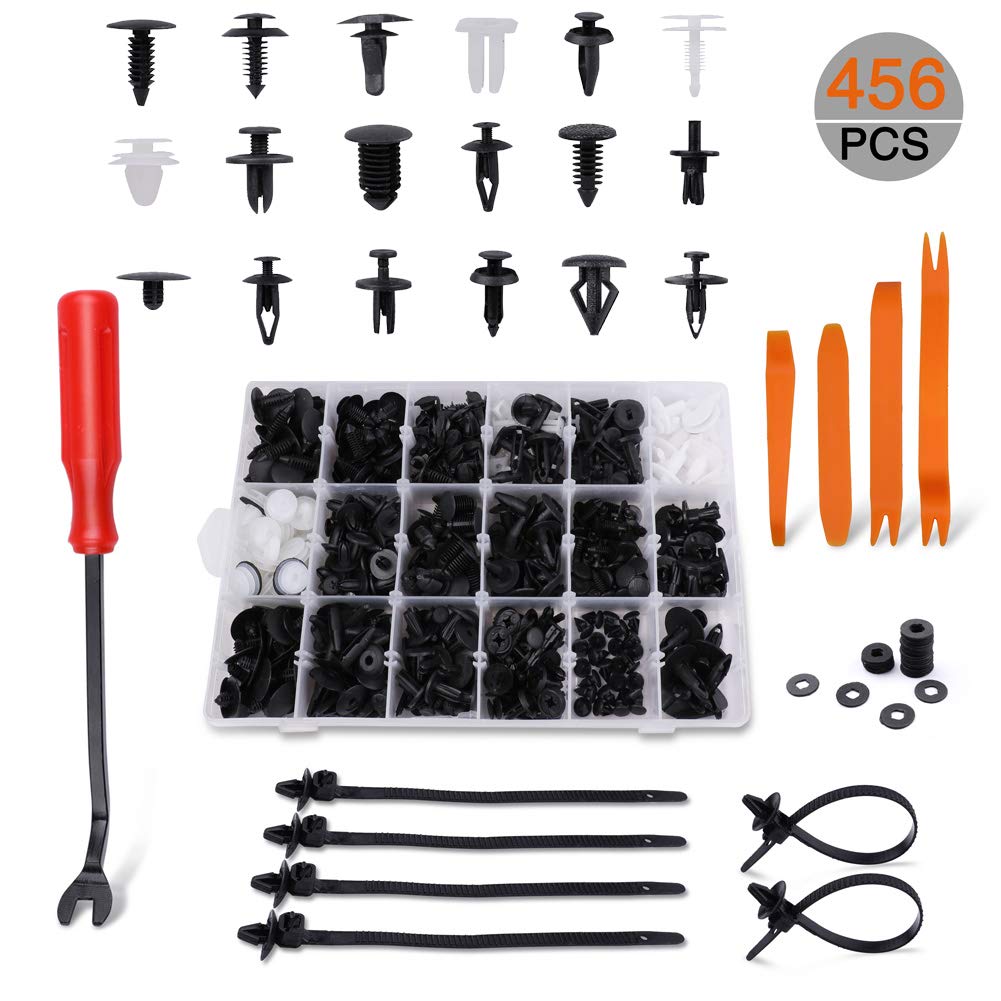 carsun 456 Pcs Car Body Retainer Clips & Plastic Fasteners Kit with