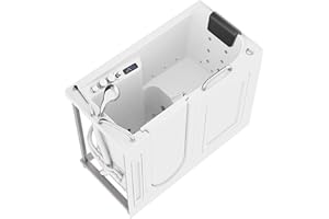 ANZZI Walk In Tub, 53" x 27", Left-Drain, Air & Whirlpool Massage Jets, Quick Fill with 6‑Setting Handheld Shower, Aromatherapy, Bath Pillow, LED Light | 2753FLWL