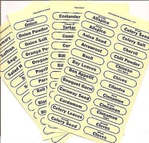 Gourmet Rsvp Chef Clear Herb Spice Jar Can Labels Set of 96/84 Printed 12 Blank by Other Labels