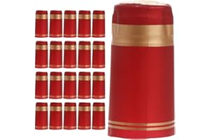 Housoutil 50Pcs Red Wine Bottle Heat Shrink Caps PVC Seal Wrap 30Mm Diameter for Straight Neck Bottles with