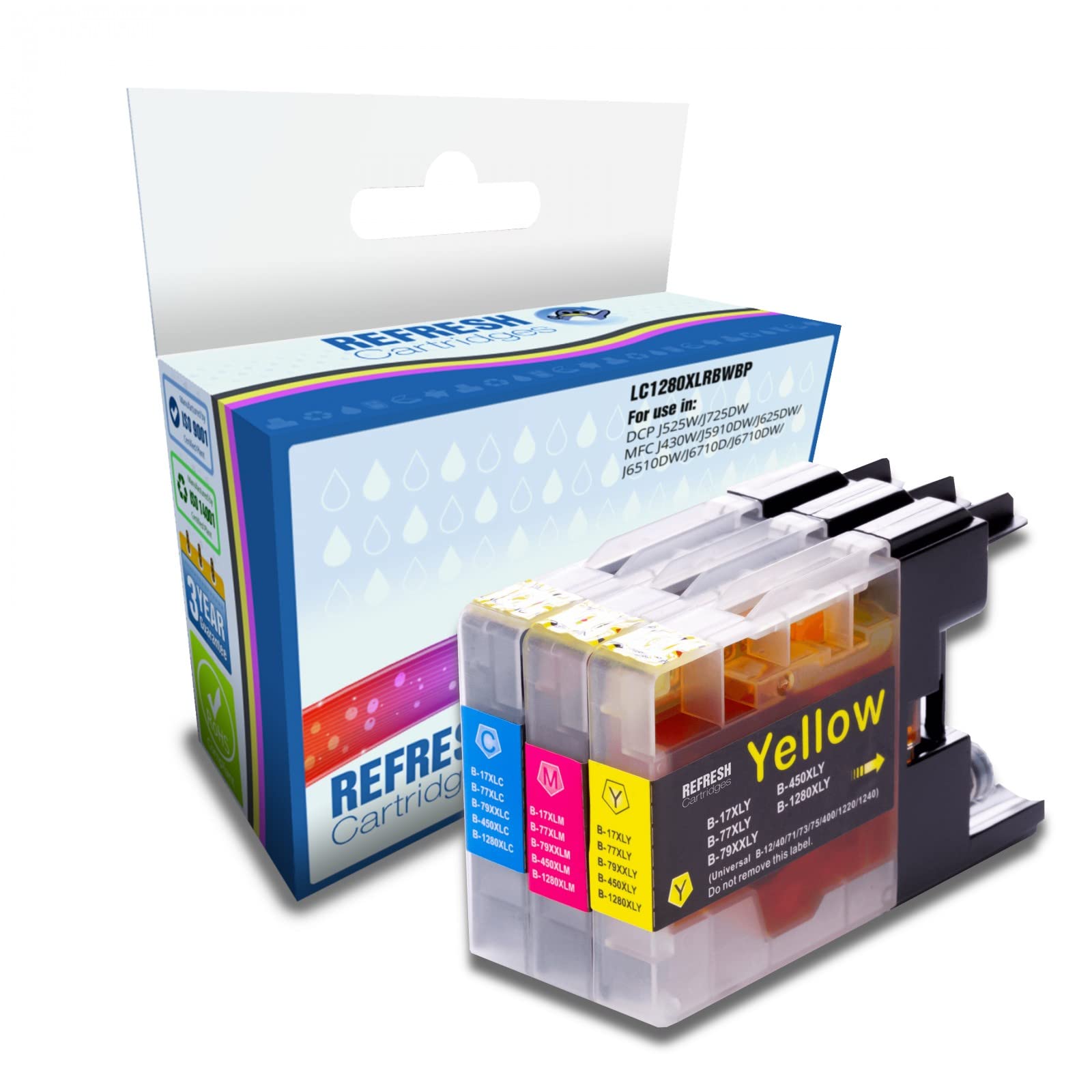 Refresh Cartridges Compatible Ink Cartridge Replacement for Brother LC1280XLRBWBP (Multi-Colour)