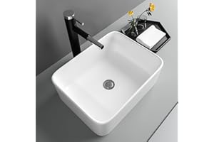 Lofeyo 16" x 12" Vessel Sink Rectangle Bathroom Vessel Sink Countertop Rectangular White Ceramic Porcelain Farmhouse Lavatory Vanity Bath Sink Basin