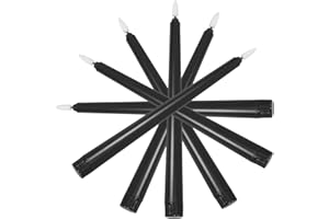 Sewroro 6pcs Black Shell LED Flameless Candle Lights with Long Stem, Yellow Flickering Decorative Lamps