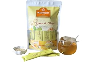 WEIJUEJIYI Lemon Ginger Tea, Spicy ginger and lemon fragrance, without added color and preservatives, ideal for hot and cold drinks, portable lemon ginger tea bag with honey