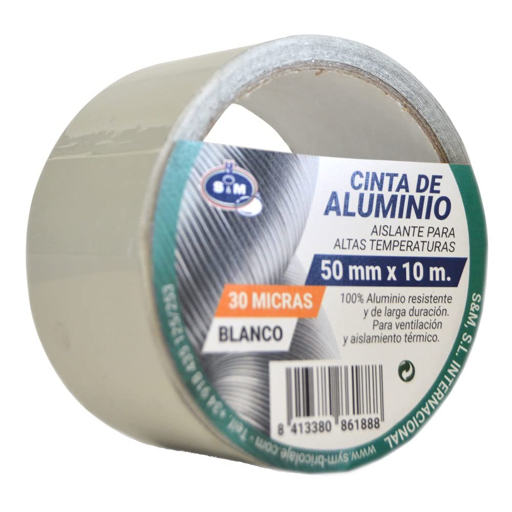 S&M White Aluminium Tape 50mm x 10m (Thickness 30 microns) SANEAPLAST- Multi Purpose Aluminium Tape - 10 Metre Roll