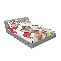 Ambesonne Christmas Fitted Sheet & Pillow Sham