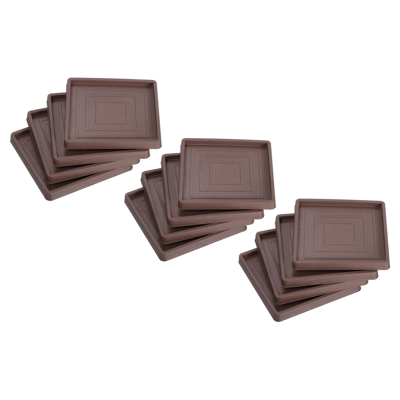 uxcell Chair Leg Floor Protectors, 12Pcs 3.5" - Rubber Square Non-Slip Furniture Pads, Anti-Slip Furniture Pad for Hardwood Floors, Bed Stopper (Brown)