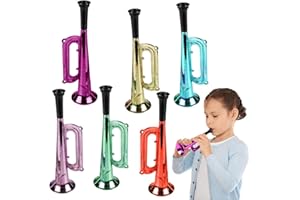 ArtCreativity 7 Inch Metallic Trumpets, Set of 12, Fun Plastic Musical Instruments Noise Makers for Parties and Events, Music Toys for Kids, Cool Birthday Party Favors for Boys and Girls