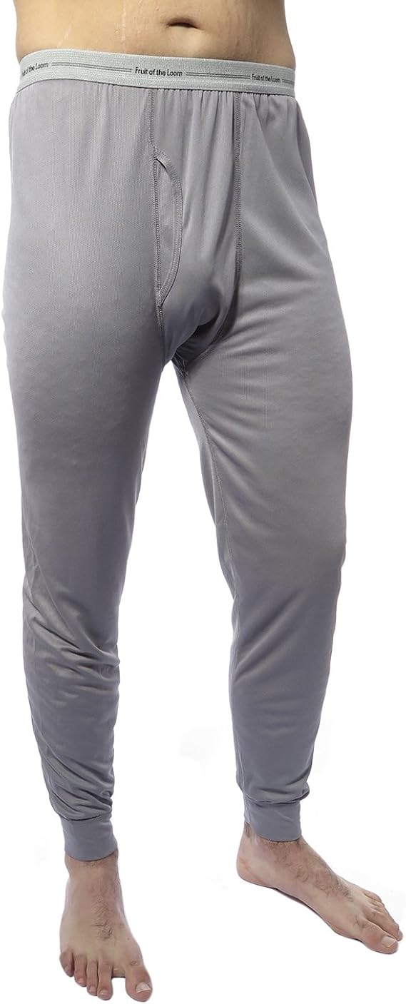 Fruit of the Loom Men's Repreve Performance Thermal Pants (Large, Grey
