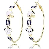 liiusgelad Football Earrings for Women, Statement Earrings for Football Party & Game Day | Red and Black Hoop Earrings, Perfect Football Mom Gifts, Team Mom, Super Sports Jewelry