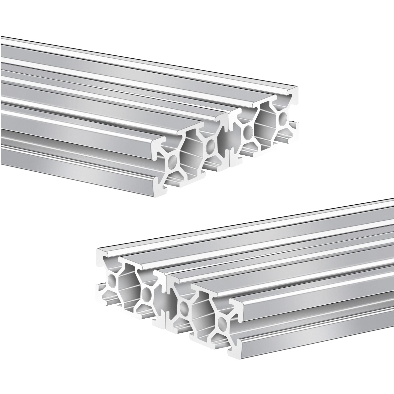 4 Pcs 500mm Aluminum Extrusion V Slot 2020 European Standard Anodized Profile Frame Machine for 3D Printer Parts Linear Rail CNC DIY Equipment, Electrophoresis Silver,