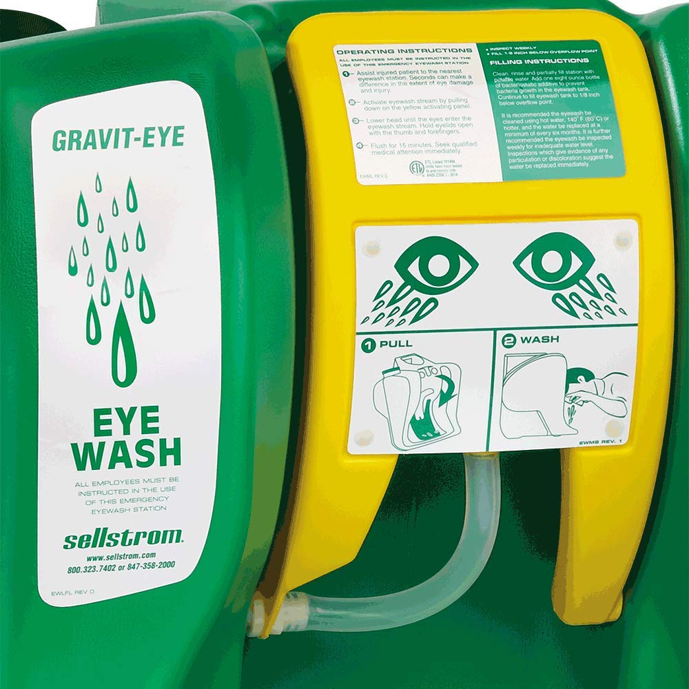 Sellstrom Eye Wash Station, Portable, Gravity Flow Emergency Washing, First Aid Equipment with 16 Gallon Tank, Dual Spray Heads for Worksite and Recreational Accidents, Meets ANSI, S90320: Science Lab Eye Wash Units: Industrial & Scientific
