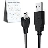 TI-84 Plus CE Calculator Charger: TI 84 Nspire Charging Cable (5ft) | TI84 Graphing Calculator Cord Compatible with Texas Instruments Ti-nspire CX CAS II C Silver Edition TI-83 TI-85 Data Cable