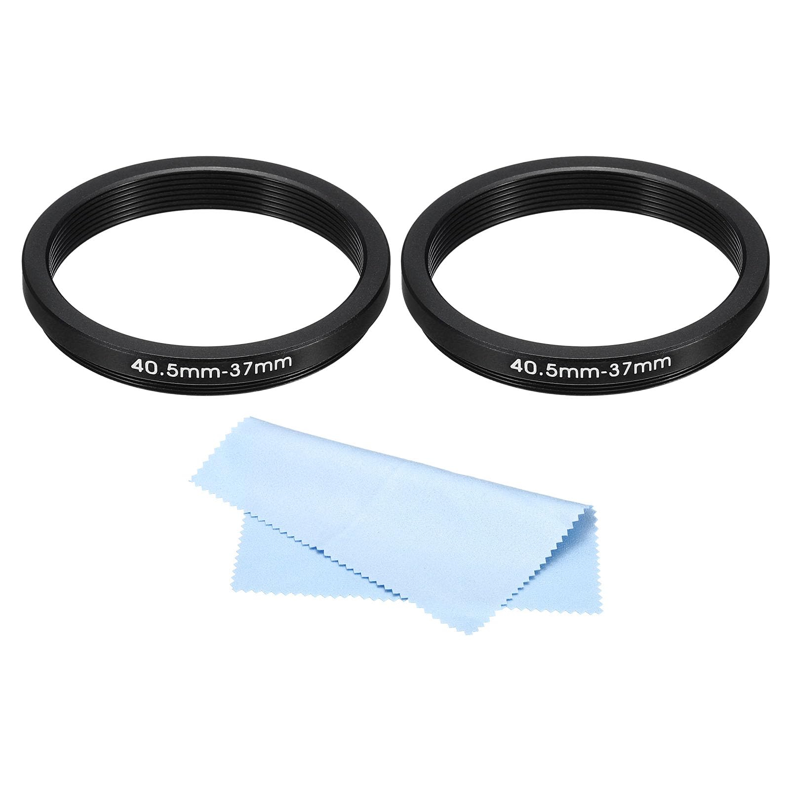 PATIKIL 40.5mm-37mm Metal Step Down Ring with Cleaning Cloth, 2 Pack Camera Lens Filter Adapter Ring Aluminum Filter Adapter Ring for Camera Lenses Hood, Black