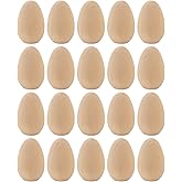 Kisangel 20pcs Unfinished Wood Eggs Smooth Flat Bottom Wooden Easter Craft Eggs for Easter Display Smooth Ready to Paint and Decorate S(0.9x0.9x1.4inch)