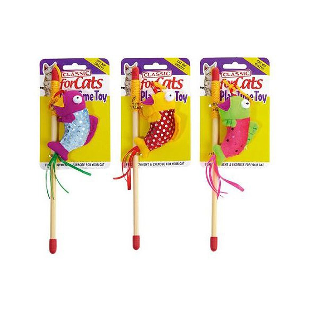 Classic Pet Products Catnip Fish Teaser, Green/Pink