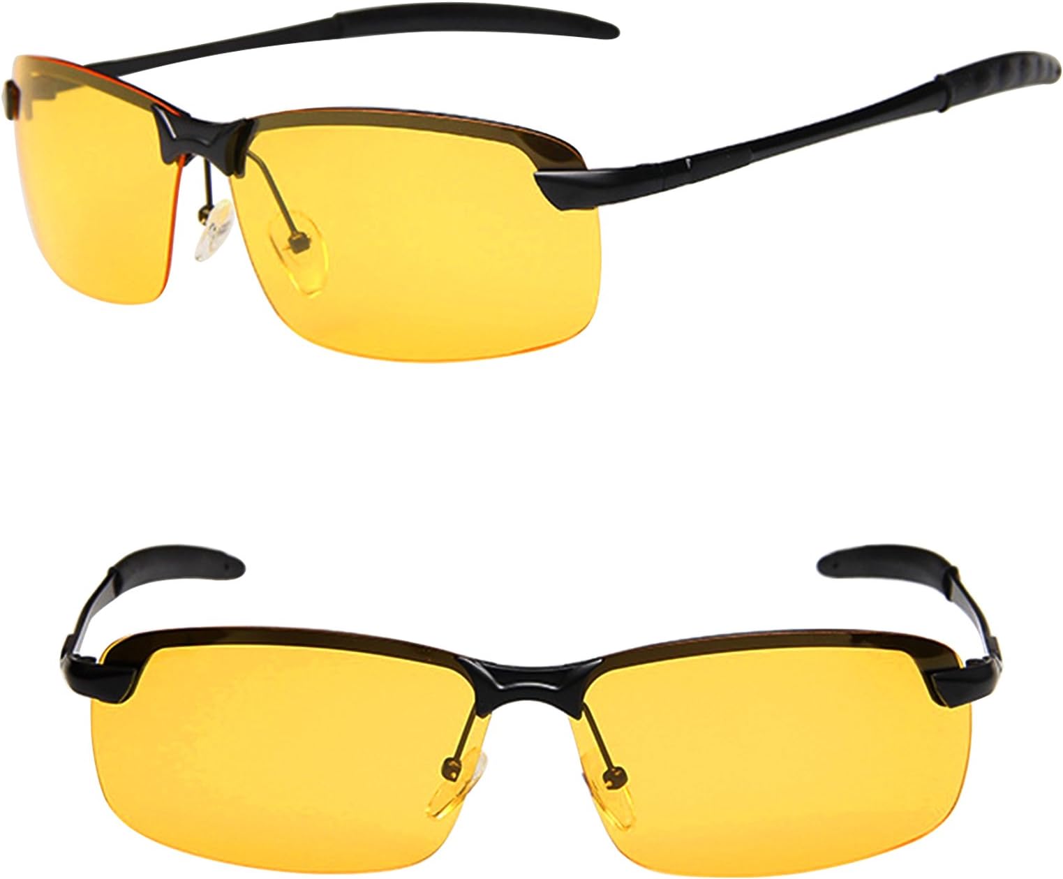UV Protection Yellow Night Vision Wayfarer Sunglasses for Driving ,Fishing ,Golf, Cycling, Running (black, yellow)