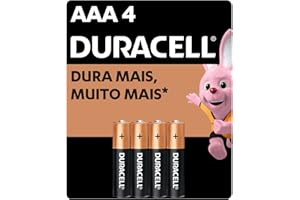 Pilha Alcalina AAA Palito DURACELL com 4 unidades