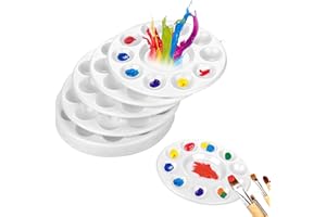 10 Pcs Round Paint Palette, Watercolor Palette for Acrylic Oil Craft DIY Painting, Paint Tray for Mixing Acrylic Paint(White)