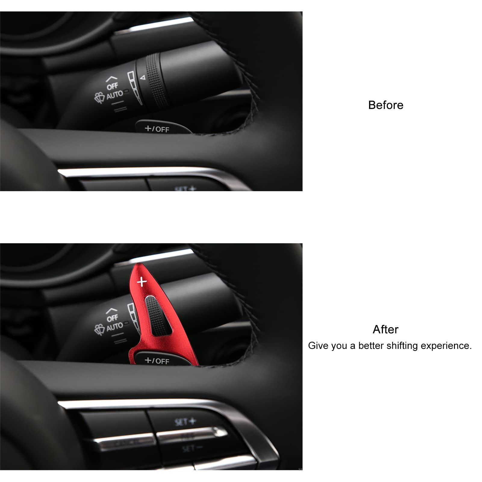ANFOKAS for Mazda 3 CX-30 MX-30 CX-50 Accessories Sporty Car Dashboard Center Console Paddle Shifter Extension Gears Paddles Cover Trims -Red