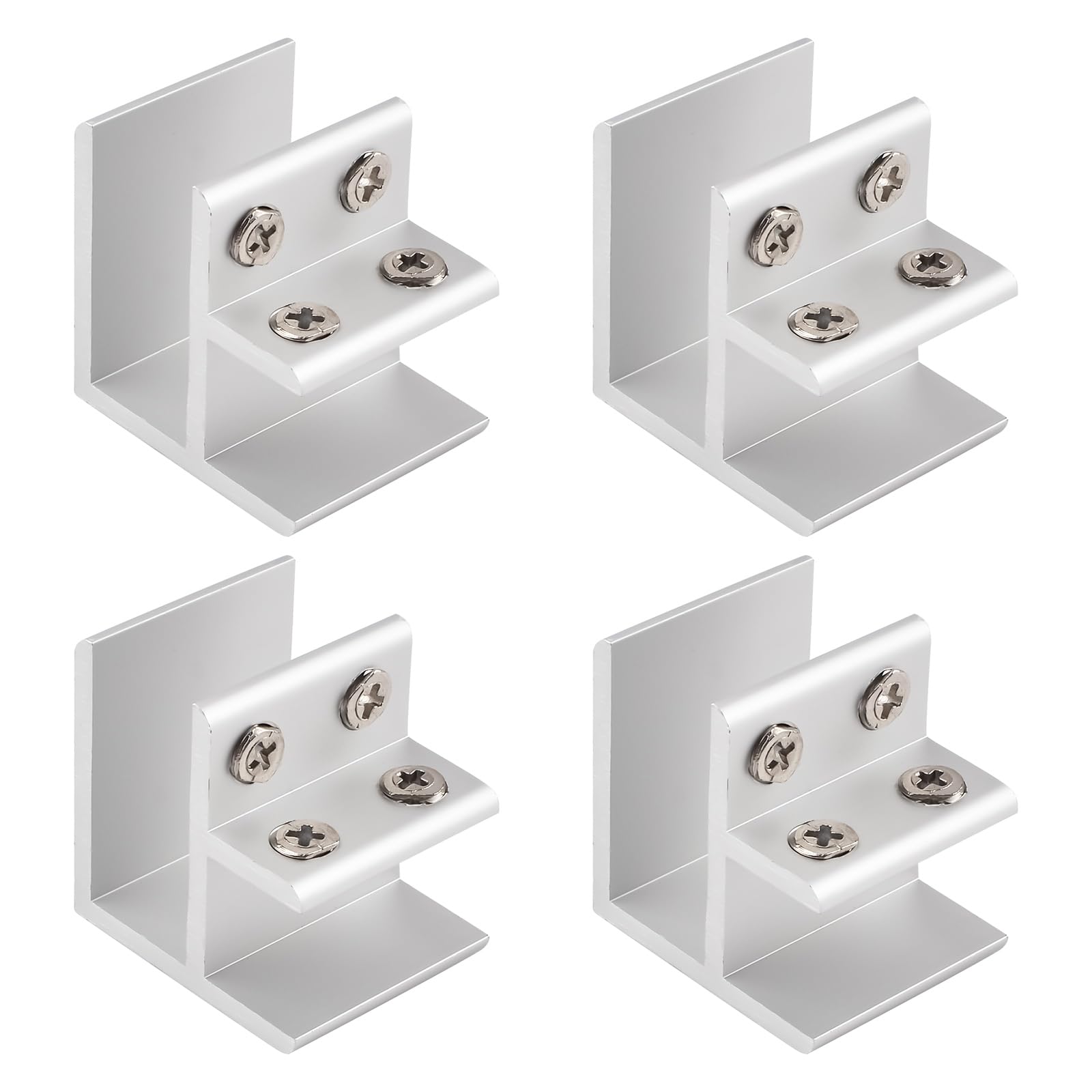INCREWAY Glass Clamp, 4Pcs Adjustable 90 Degrees Glass Clips Aluminum Alloy Glass Shelf Support Bracket, Glass Holder Connector for 18-20mm Thick Glass
