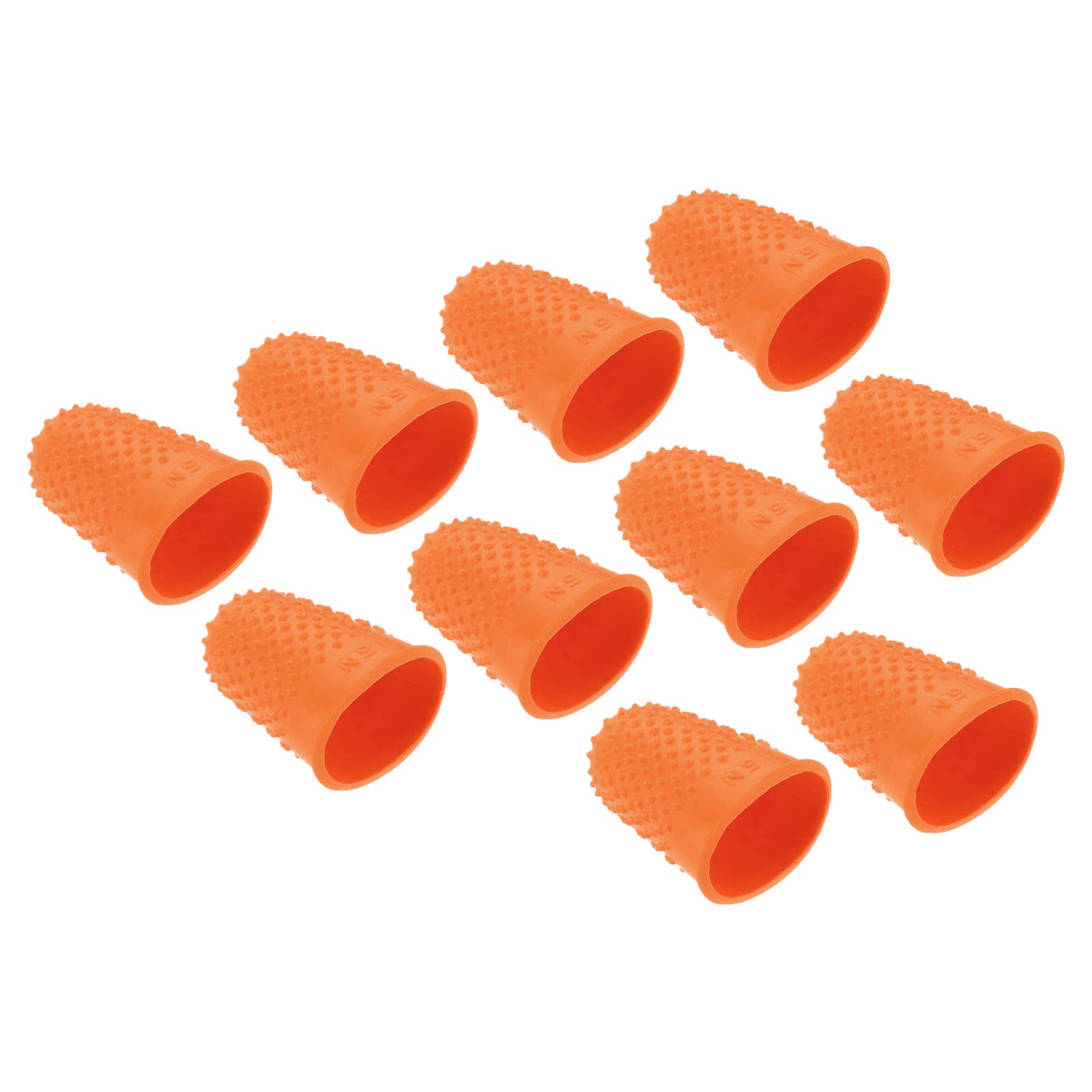 PATIKIL 0.71x1.14 Inch Rubber Finger Tips, 10 Pack Silicone Thumb Fingertip Protector Covers Guard Pads Thimble Grips for Office Counting Sewing, Orange Medium Size