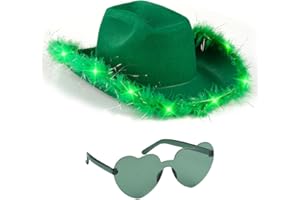 Funcredible Cowboy Hat and Glasses - Light Up Cowgirl Hat for Girls - Cowboy Hat with Feathers