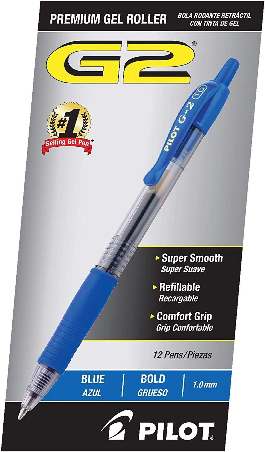 PILOT G2 Premium Refillable & Retractable Rolling Ball Gel Pens, Bold Point, Blue Ink, 12 Count (31257): Office Products