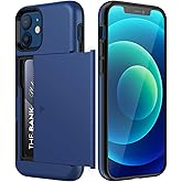 JETech Wallet Case for iPhone 12/12 Pro 6.1-Inch with Card Holder, Dual Layer Shockproof Protective Phone Cover, Sliding Hidden Slot (Blue)