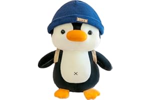 BSVOME 9 inches Penguin Stuffed Animals Soft Plush Cute Travel with Hat Backpack Doll for Boys Girls