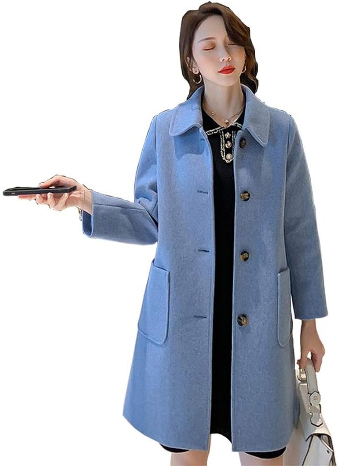baby blue wool coat womens