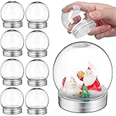 10pcs DIY Clear Plastic Water Globes with Cap for Crafting Snow Globe Kits Decoration and Fun DIY Projects 2.75X2.36In